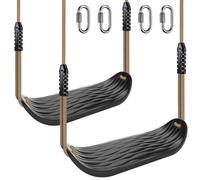 BeneLabe - 2 columpios para exterior, asiento oscilante interior de plástico duro con cuerda ajustable, 130 - 200 cm, mosquetón para bebé, niño, adulto, adolescente, ondas de agua, negro, 113 kg