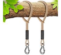 Benelabel 2pz Cuerda Columpio, 1M Hamaca Columpio Cuerda de PoliéSter con Gancho (400lbs) Silla de áRbol Exterior Juego de Parque Infantil Accesorios, hasta 2500 Libras, 10mm DiáMetro, Blanco Hueso