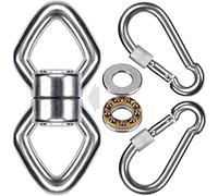 BeneLabel Soporte de Hamaca Giratorio Ganchos Columpio con 2 Mosquetones, Colgador Hamaca Capacidad de 350 kg, gancho hamaca con 2 rodamientos para sedas aéreas, Columpio de árbol de telaraña