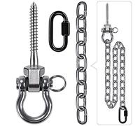 BeneLabel Tornillo colgante de 13 cm para hamaca, kit de montaje giratorio de acero inoxidable, juego de mosquetón, cadena plateada de 1 m para interiores y exteriores, silla de parque infantil,