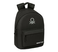 BENETTON BASICS NEGRO - Mochila Juvenil para Portátil 14.1", Ideal para Jóvenes de Diferentes Edades, Cómoda y Versátil, Calidad y Resistencia, 31x16x41 cm