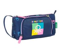 BENETTON COOL - Portatodo con Bolsillo Desplegable Vacío, Estuche Infantil, Estuche Niño, Ideal para Niños en Edad Escolar, Cómodo y Versátil, Calidad y Resistencia, 20x8.5x11 cm, Color Azul Marino