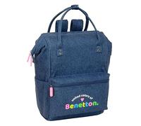 BENETTON DENIM - Mochila Juvenil con Asas para Portátil hasta 13", para Portátil, Ideal para Jóvenes de Diferentes Edades, Cómoda y Versátil, Calidad y Resistencia, 27x19x40 cm, Color Vaquera