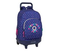 BENETTON DROP - Mochila Grande con Ruedas, Compacta, Extraíble, Ideal para Niños de Diferentes Edades, Cómoda y Versátil, Calidad y Resistencia, 33x22x45 cm