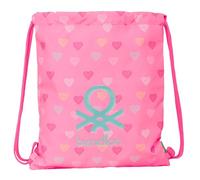 BENETTON HEART - Mochila Saco Plano Grande, Mochila, Ideal para Niños de Diferentes Edades, Cómoda y Versátil, Calidad y Resistencia, 35x40 cm