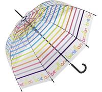 Benetton - Paraguas automático transparente, Signature Stripe, 105 cm