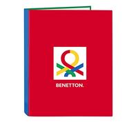 BENETTON Pop - Carpeta con Folios 4 Anillas, Ideal para Niños y Jóvenes de Diferentes Edades, Cómoda y Versátil, Calidad y Resistencia, 26.5x33 cm, Color Gris
