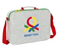 BENETTON Pop - Cartera Extraescolares, Maletín Portatodo, Bandolera, Cómoda y Versátil, Calidad y Resistencia, 38x6x28 cm, Color Gris
