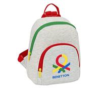 BENETTON Pop - Mini Mochila para Uso Diario, Ideal para Niños de Diferentes Edades, Cómoda y Versátil, Calidad y Resistencia, 25x13x30 cm, Color Gris
