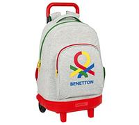 BENETTON Pop - Mochila Grande con Ruedas, Compacta, Extraíble, Ideal para Niños de Diferentes Edades, Cómoda y Versátil, Calidad y Resistencia, 33x22x45 cm, Color Gris