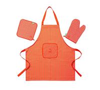 Benetton Set 3pc delantal (delantal + manopla + agarrador)100% algodón 190gsm rojo.