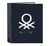 BENETTON Sixties - Carpeta de Folio 4 Anillas, Ideal para Niños de Diferentes Edades, Cómoda y Versátil, Calidad y Resistencia, 27x6x33 cm, Color Azul marino