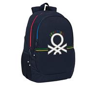 BENETTON Sixties - Mochila Escolar Infantil, Ideal para Niños de Diferentes Edades, Cómoda y Versátil, Calidad y Resistencia, 32x16x44 cm, Color Azul marino