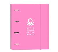 BENETTON SPRING - Carpeta 4 Anillas de 35 cm con 100 Hojas A4, Ideal para Niños de Diferentes Edades, Cómoda y Versátil, Calidad y Resistencia, 27x3.5x32 cm, Color Celeste