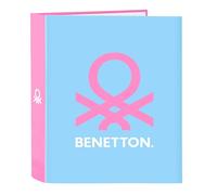 BENETTON SPRING - Carpeta Folio 4 Anillas, Ideal para Niños de Diferentes Edades, Cómoda y Versátil, Calidad y Resistencia, 27x6x33 cm, Color Celeste