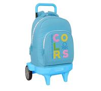 Benetton Spring - Mochila Grande con Ruedas, Compact Evolución, Extraíble, Ideal para Niños de Diferentes Edades, Cómoda y Versátil, Calidad y Resistencia, 33x22x45 cm, Color Celeste