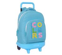 Benetton Spring - Mochila Grande con Ruedas, Compacta, Extraíble, Ideal para Niños de Diferentes Edades, Cómoda y Versátil, Calidad y Resistencia, 33x22x45 cm, Color Celeste