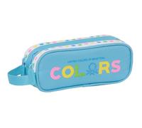 BENETTON SPRING - Portatodo Doble Niño, Estuche Infantil, Estuche Niño, Ideal para Niños en Edad Escolar, Cómodo y Versátil, Calidad y Resistencia, 21x6x8 cm, Color Celeste