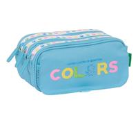 BENETTON SPRING - Portatodo Triple Big, Estuche Infantil, Estuche Niño, Ideal para Niños en Edad Escolar, Cómodo y Versátil, Calidad y Resistencia, 21.5x8x10 cm, Color Celeste