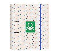 BENETTON Topitos - Carpeta 4 Anillas de 35 cm con 100 Hojas A4, Ideal para Niños de Diferentes Edades, Cómoda y Versátil, Calidad y Resistencia, 27x3.5x32 cm, Color Blanco roto