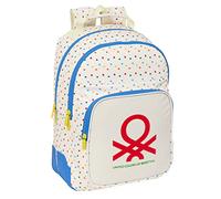 BENETTON Topitos - Mochila Escolar Infantil, Ideal para Niños de Diferentes Edades, Cómoda y Versátil, Calidad y Resistencia, 32x15x42 cm, Color Blanco roto
