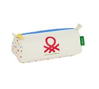 BENETTON Topitos - Portatodo con cremallera y compartimiento, Estuche Infantil, Estuche Niño, Ideal para Niños de 5 a 14 Años, Cómodo y Versátil, Calidad y Resistencia, 21x7x8 cm, Color Blanco roto