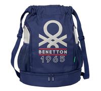 BENETTON VARSITY - Mochila Saco, Mochila, Ideal para Niños de Diferentes Edades, Cómoda y Versátil, Calidad y Resistencia, 34x15x43 cm, Color Azul Marino/Gris