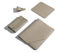 Benfan 4 Fundas de Piel sintética para Ordenador portátil, Compatible con MacBook Pro A2779 A2442, MacBook Pro Air 13, Surface Laptop 5ª generación 13.5, Thinkpad X1 Carbon 14, Color Caqui