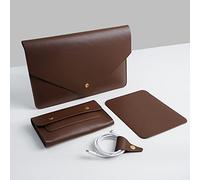 Benfan Funda de piel para ordenador portátil de 13 pulgadas compatible con MacBook Air M2,13 MacBook Pro M2, Surface Pro 3 4 5 6 7, Dell XPS 13 con bolsillo pequeño, alfombrilla de ratón y organizador