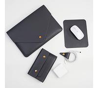 Benfan - Funda para portátil de Poliuretano 13" para MacBook Air 13" M3 2024, MacBook Pro 13" M2, Surface Pro 3/4/5/6/7, DELL XPS 13, Bolsa pequeña, Alfombrilla y Organizador de Cables, Gris Oscuro