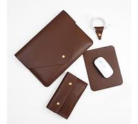 Benfan - Funda para portátil de Poliuretano (PU) Compatible con Nuevo MacBook Pro 14" A2992 A2918 A2442, MacBook Air 13 Antiguo, Surface Laptop 13,5, ThinkPad X1 Carbon 14, Set 4 Piezas, marrón