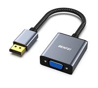 BENFEI Adaptador DisplayPort a VGA, Adaptador de Entrada DisplayPort a Salida VGA Compatible con Lenovo, DELL, HP y Otras Marcas [Conectores chapados en Oro, Carcasa de Aluminio y Cable de Nailon]