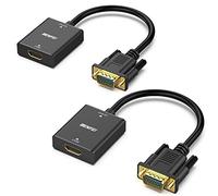 BENFEI Adaptador HDMI a VGA, HDMI a VGA (Hembra a Macho) con Conector de Audio de 3.5 mm Compatible con TV Stick, computadora, PC, Monitor, proyector, Raspberry Pi, Roku, Xbox y más - Negro 2 Piezas