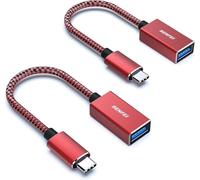 BENFEI Adaptador USB C a USB 3.0, Paquete de 2 adaptadores USB C a A Macho a Hembra Compatible con iPhone 15 Pro MAX, MacBook 2023/22/21/20/19, Samsung Galaxy Note 8, S8 S8+ S9, Google Píxel-Rojo