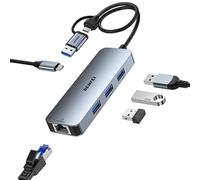BENFEI Adaptador USB-C USB 3.0 a Gigabit Ethernet, Hub USB 3.0 de 3 Puertos con RJ45 Compatible con MacBook Pro/Air 2023, iPad Pro, iMac, S23, XPS 17, Surface Book 3 y más