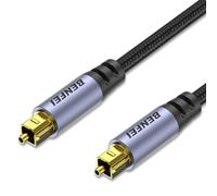BENFEI Cable Óptico de Audio TOSLINK 2m, cable de fibra óptica S/PDIF [Conectores trenzados, chapados en oro, clasificación CL3] para barra de sonido/TV/PS5/PS4/Sonos, Xbox Series X/S, cine en casa