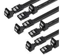 BENFEI Cable SATA III, Paquete de 6 Cable SATA III 6Gbps Ángulo recto de 90 grados con pestillo de bloqueo 18 pulgadas para HDD SATA, SSD, Controlador de CD, Grabadora de CD - Negro