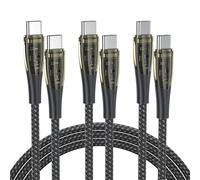 BENFEI Cable USB C a USB C 100W [3 Paquete, 1M], Cable de Carga Rápida Transparente para iPhone 17/16/15 Pro/Pro Max/Plus, iPad, MacBook, Samsung Galaxy S25/S24/S23, Google Pixel