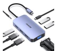 BENFEI Docking Station USB C, 8-en-1 Hub USB C con Triple Pantalla, Doble HDMI, VGA, 3*USB 3.0, Entrega de Potencia de 100W, Audio AUX de 3.5mm Compatible con MacBook Pro, XPS y más.