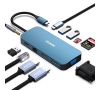 BENFEI Docking Station USB C MST 11 en 1, para Computadora Portátil con Cable de Diseño Tejido de Silicona, Hub USB-C a 2*HDMI/1*VGA, 3*USB 3.0/Lector de Tarjetas TF/SD, Ethernet/PD 100W/Audio 3,5mm