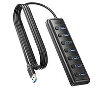 BENFEI Hub USB 3.0 de 7 Puertos, Divisor USB Ultracompacto Portátil con Cable de 1 Metro - Compatible con MacBook Pro/Air, Mac Pro, Mac Mini, iMac, Surface Pro, HDD Móvil (Sin Puerto de Carga)