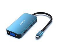BENFEI Hub USB C 4 en 1, Adaptador USB Type-C a HDMI VGA DisplayPort MST con Power Delivery 100W, Compatible con iPhone 15 Pro/MAX MacBook Pro/Air 2023, iPad Pro, iMac S23, XPS 17, etc. Azul