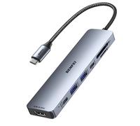 BENFEI HUB USB C 7 en 1 con HDMI (4K@60Hz), 2*USB-A, 1*USB-C de Datos, Carga 100W, Lector de Tarjetas SD/TF, Cable de Silicona antienredos Compatible con MacBook Pro/Air, iPad Pro, iMac, iPhone 16/15