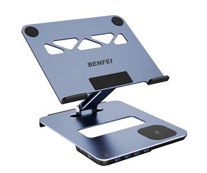 BENFEI Soporte portátil con Estación de Acoplamiento USB C 6 en 1, 15W Cargador magnético, Conmutador KVM USB3.0, HDMI 4K@60Hz, 4*USB3.0, PD 100W para MacBook Pro/Air, iPad Pro, XPS, Thinkpad