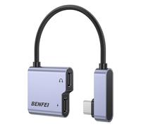 BENFEI USB C Splitter 1 in 2 out Dual USB C Audio Jack Adapter con 60W de Carga rápida, Auriculares de Audio Tipo C Compatible con iPhone 16/16 Pro/Pro MAX, Samsung Galaxy S25/S24 iPad Pro, Pixel 9