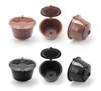 BENFUCHEN - 6 cápsulas de café reutilizables para máquina de café Dolce Gusto, cápsulas de café rellenables, filtro de café reutilizable para cafetera DolceGusto, 3 negros + 3 marrones