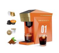 BENFUCHEN Cafetera 4 en 1 de un solo uso, cafetera espresso de 19 bares para cápsulas KCup/Nes presso OriginalLine/Dolce Gusto/Café molido, naranja vibrante