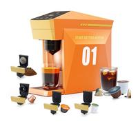 BENFUCHEN Cafetera 4 en 1 de un solo uso, cafetera espresso de 19 bares para cápsulas KCup/Nes presso OriginalLine/Dolce Gusto/Café molido, naranja vibrante