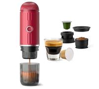 BENFUCHEN Cafetera eléctrica portátil, cafetera de viaje para autocaravanas, autocalentable, con café molido y adaptador para cápsulas NS para autocaravanas, senderismo y oficina, color rojo