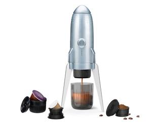 BENFUCHEN Cafetera espresso portátil 3 en 1, cafetera espresso eléctrica autocalentante, cafetera de viaje de 19 bares con café molido y monodosis NES PRESSO/DolceGusto, gris espacio